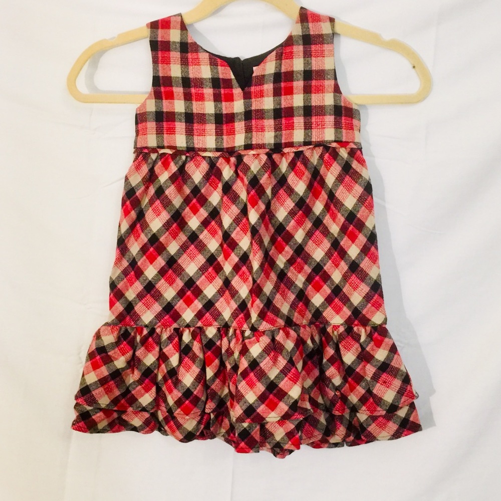 Juicy Couture Black & Red Plaid Girl Dress size 4 Wool Blend
